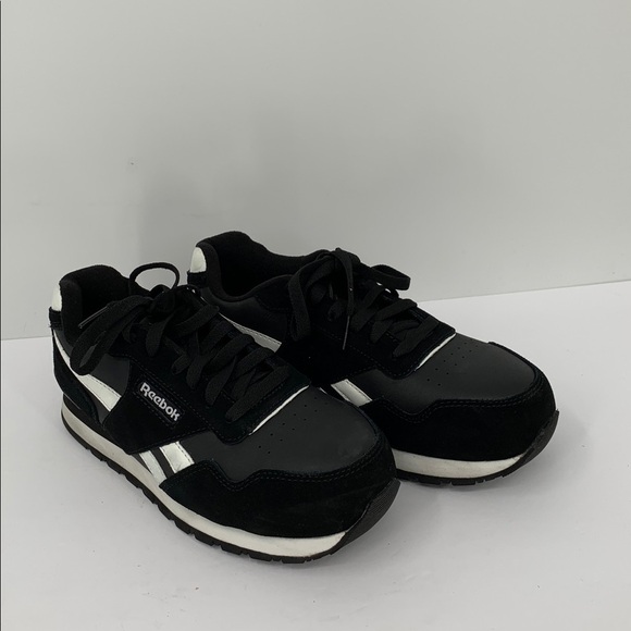 Reebok Harman Work sneakers black leather composite safety toe tie men 7 WIDE - Picture 2 of 7